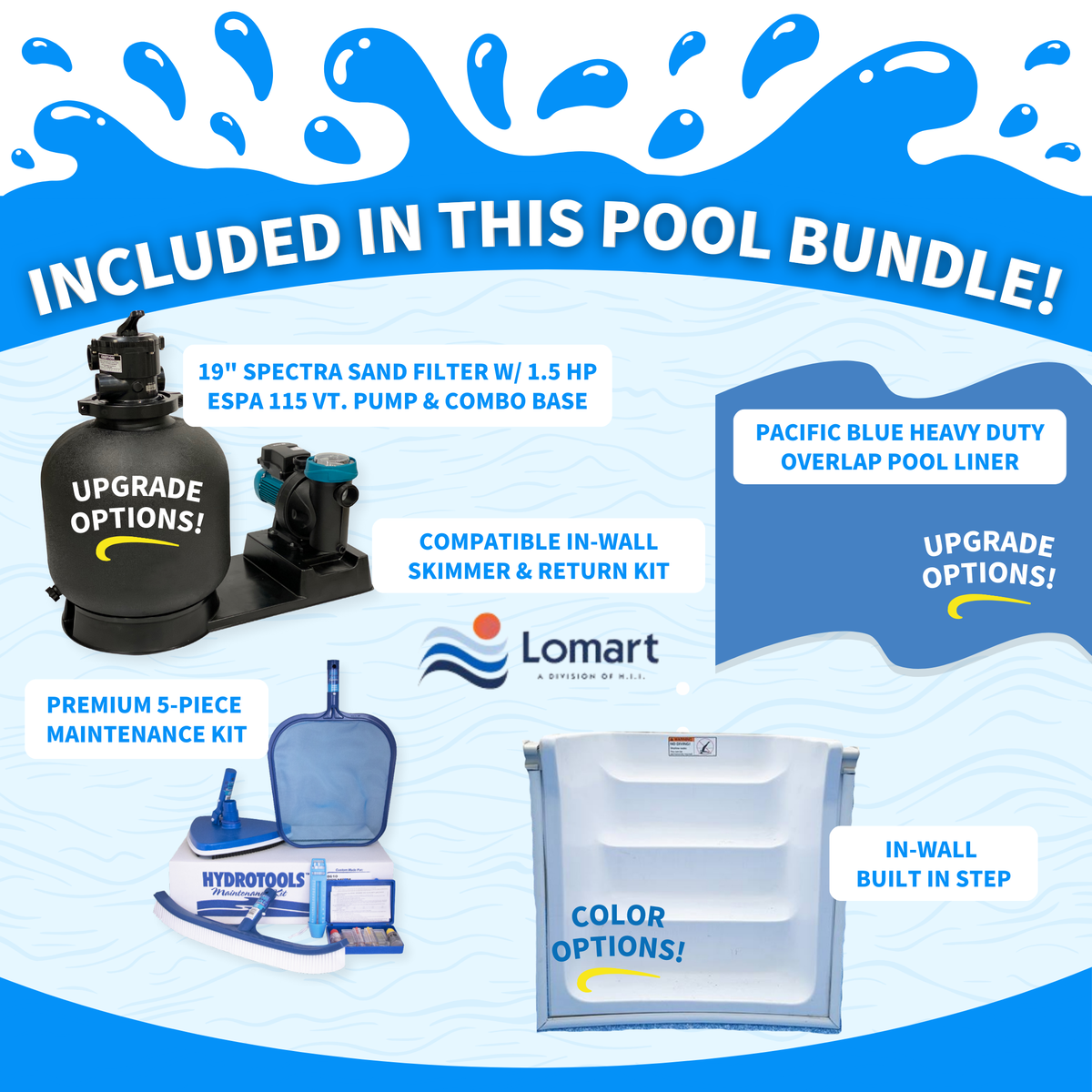 18' x 39' x 54" Oval Whispering Wind III Semi In-Ground Pool with In-Step & Bundle