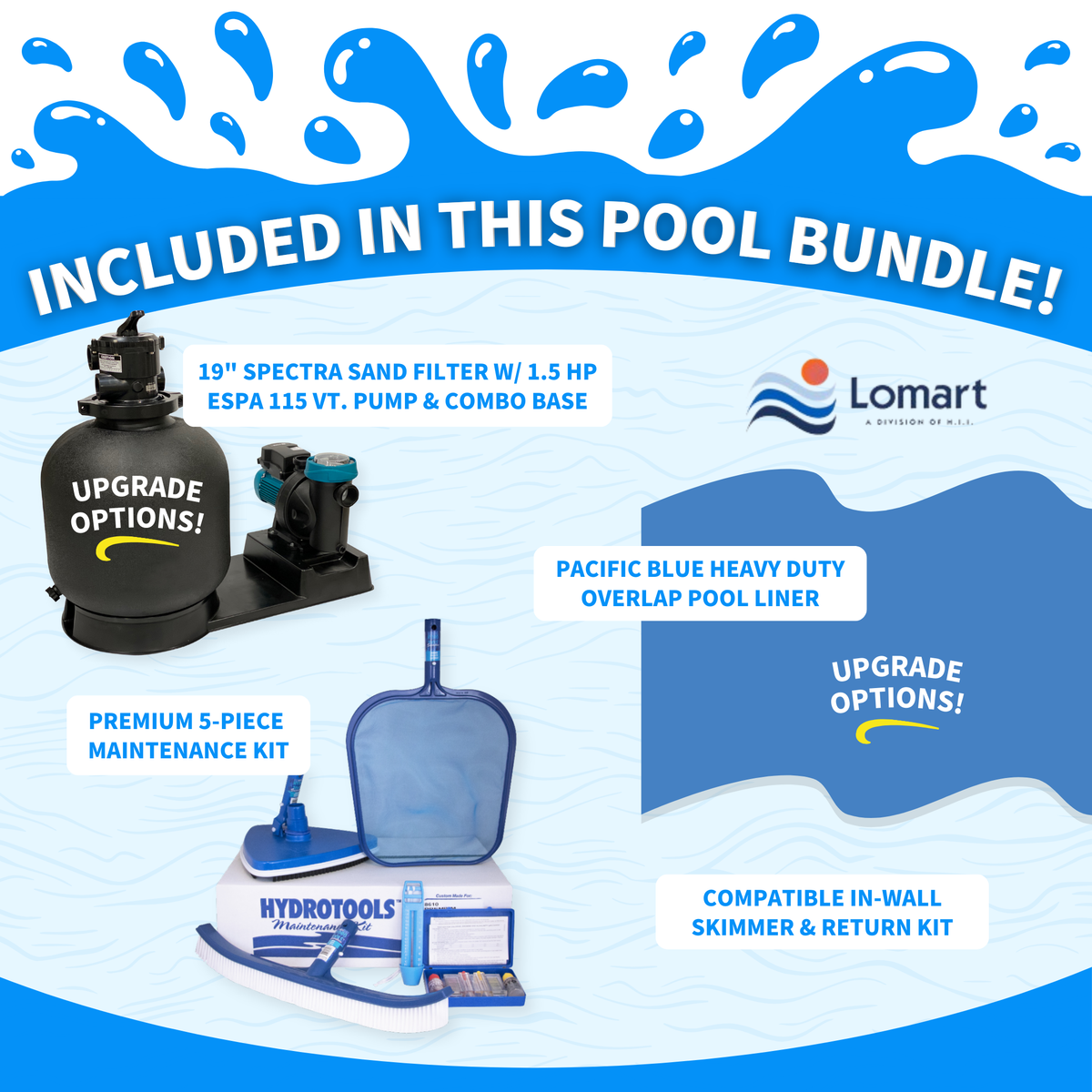 33' Silver Interlude 8" Resin Frame round Pool & Bundle/ 52" or 54"