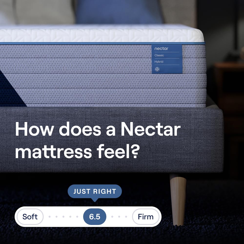 Nectar Classic Hybrid 12” King Mattress (New Version) - Medium Firm - Contouring Memory Foam & Innerspring Coils - Cooling Top Layer - Pressure-Relief - 365-Night Trial & Forever Warranty