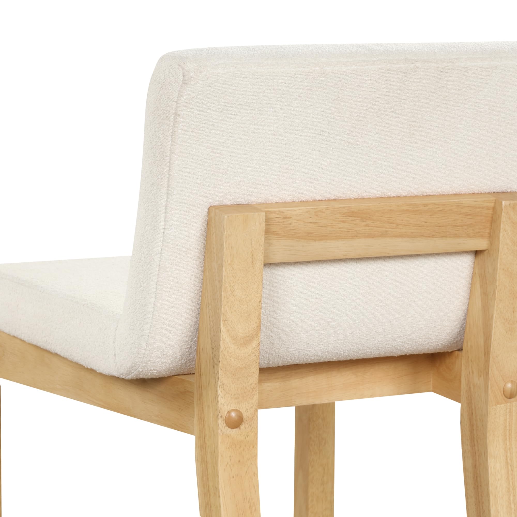 Nathan James Gracie Modern Counter Height Bar Stool with Back, Counter Stool Upholstered Chair with Natural Textured Linen and Brushed Wooden Legs, Cream Boucle/Light Brown, Set of 2