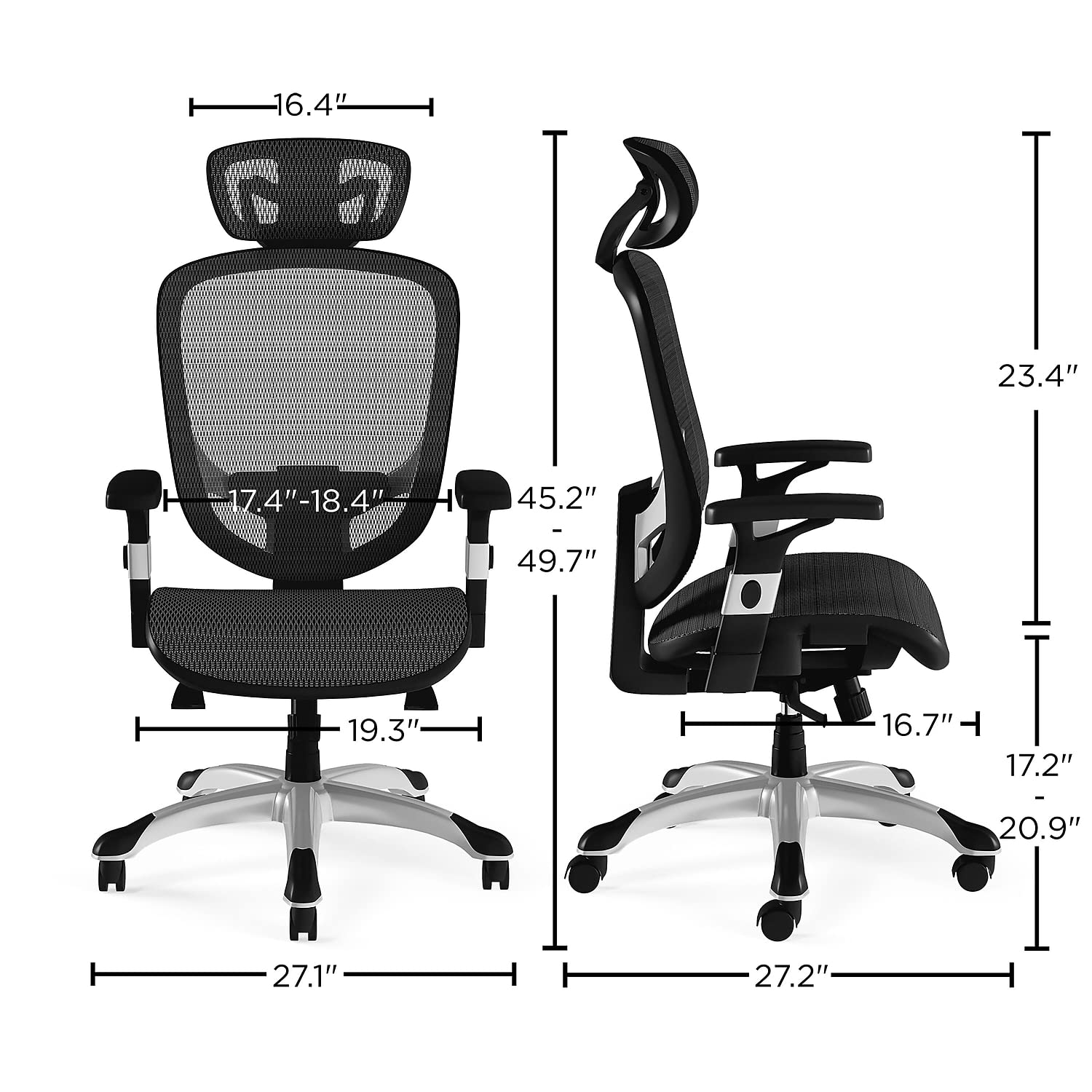 Union & Scale Flexfit Hyken Mesh Task Chair, Black, 2/Pack (UN59460V-CCVS)
