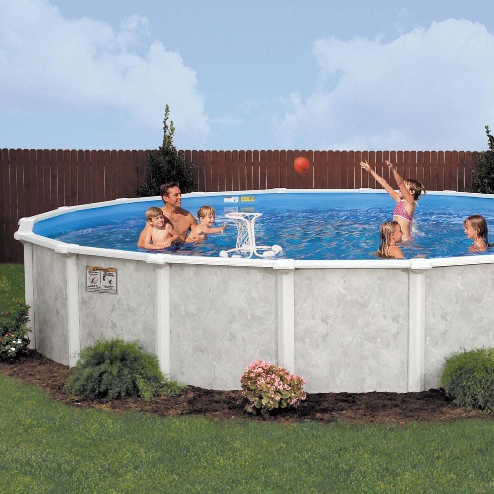 24' x 52" Grey Mist Steel Frame Round Pool & Bundle