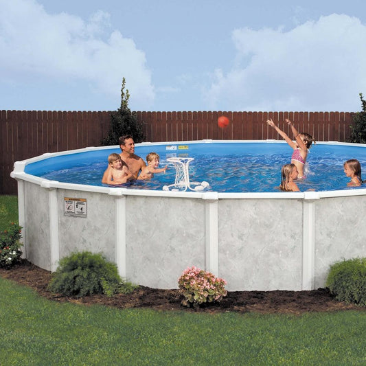 18' x 52" Grey Mist Steel Frame Round Pool & Bundle