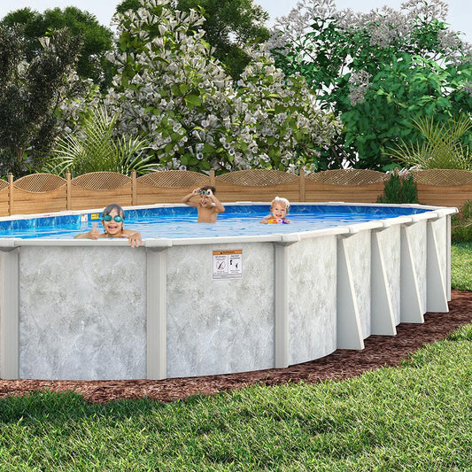 18' x 39' x 52" Grey Mist Steel Frame Oval Pool & Bundle