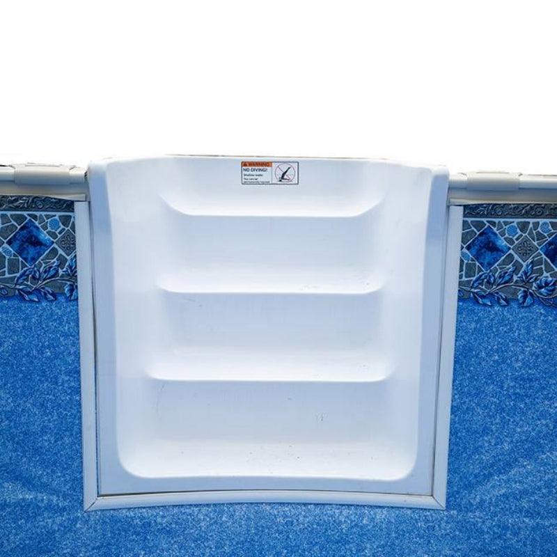 18' Round Silver Interlude 8" Premium Resin Frame Saltwater Friendly Semi In-Ground Pool with In-Step & Bundle | 52" or 54"