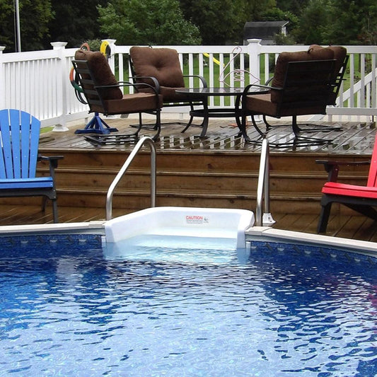 18' Round Silver Interlude 8" Premium Resin Frame Saltwater Friendly Semi In-Ground Pool with In-Step & Bundle | 52" or 54"