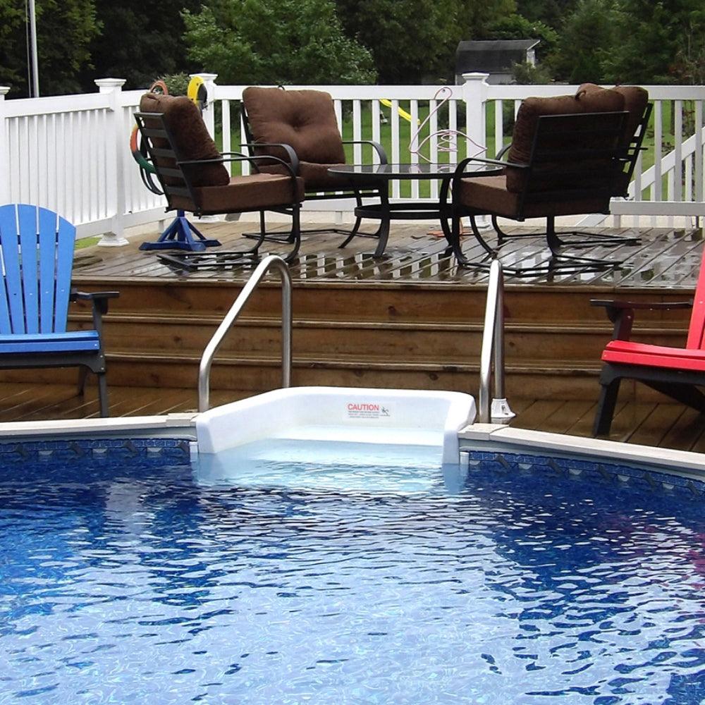 15' x 30' Oval Silver Interlude 8" Premium Resin Frame Saltwater Friendly Semi In-Ground Pool with In-Step & Bundle | 52" or 54"