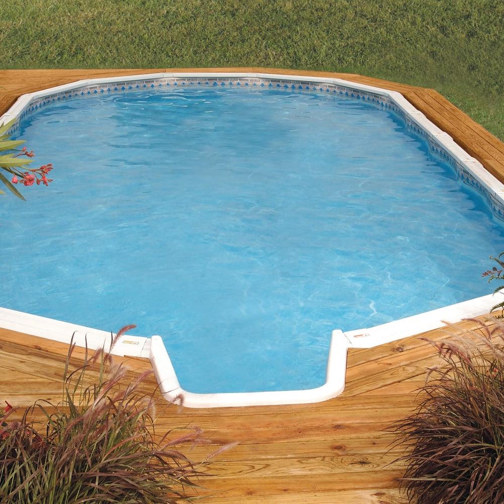 16' x 24' Oval Silver Interlude 8" Premium Resin Frame Saltwater Friendly Semi In-Ground Pool with In-Step & Bundle | 52" or 54"