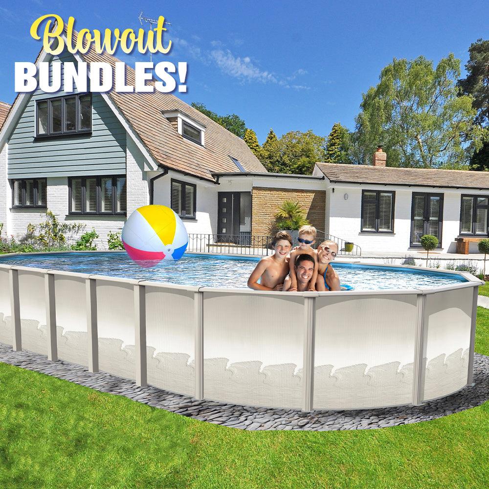 Above Ground Pool - 12' x 24' x 54" Oval RTR Resin Hybrid Pool Blowout Bundle