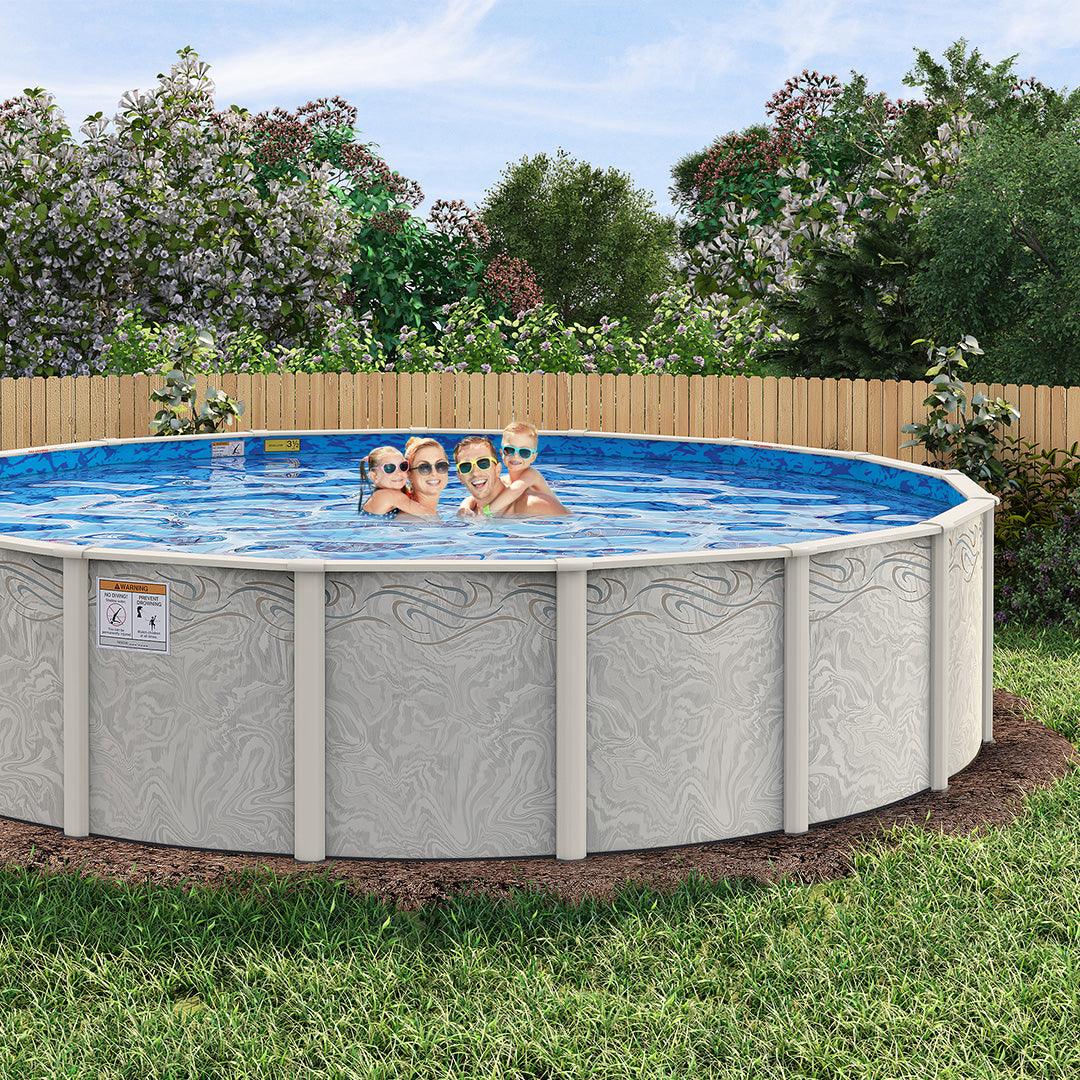30' Silver Interlude 8" Resin Frame round Pool & Bundle/ 52" or 54"